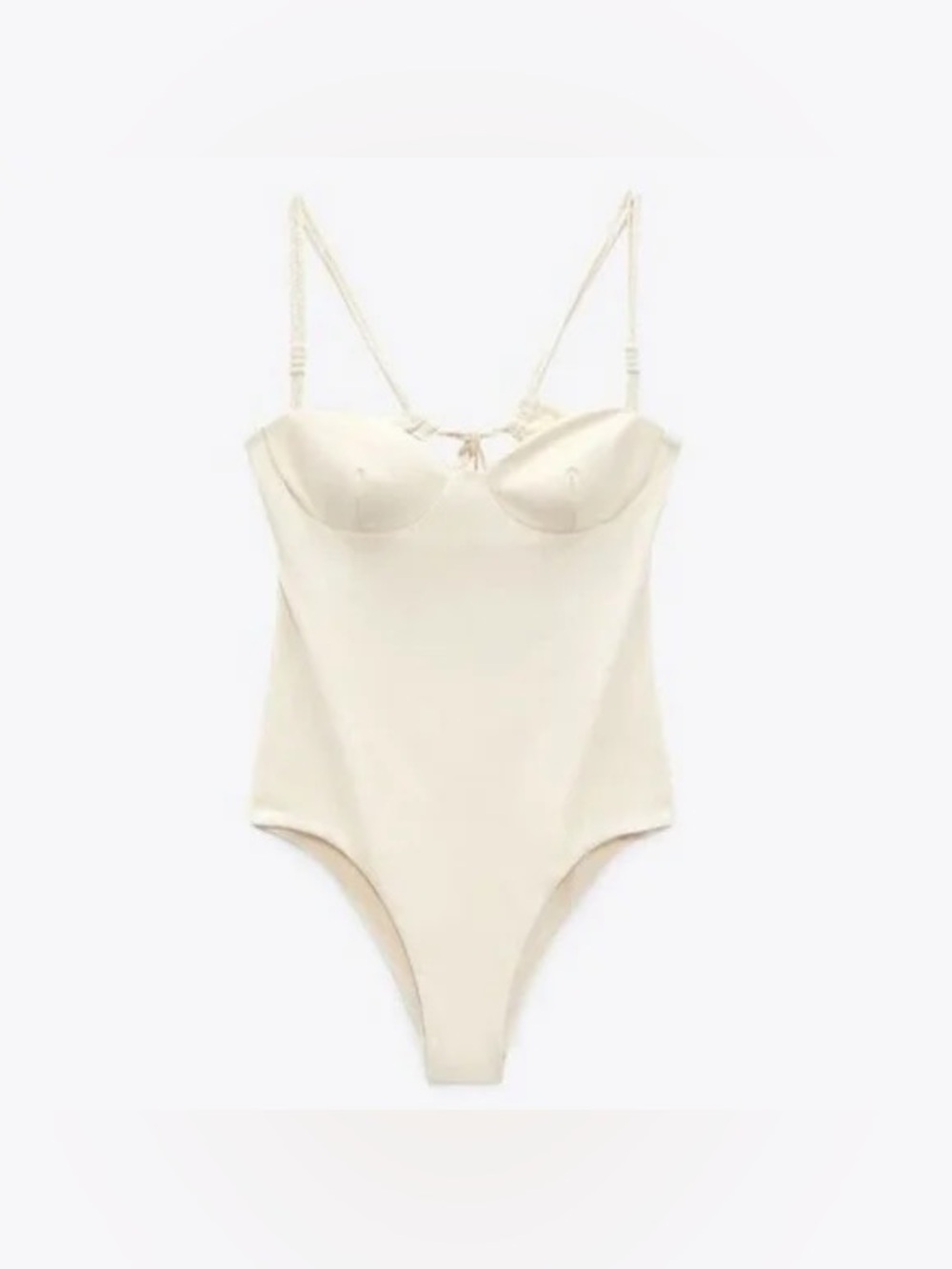 ZARA CREAM BRAIDED ONE PIECE SWIMSUIT Large